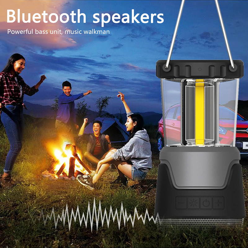 6700mAh Portable Bluetooth Speaker LED Camping Lantern, Outdoor LED Light Speaker with Wireless charging, Survival Kits for Hurricane, Emergency Light For Storm, Outages etc..