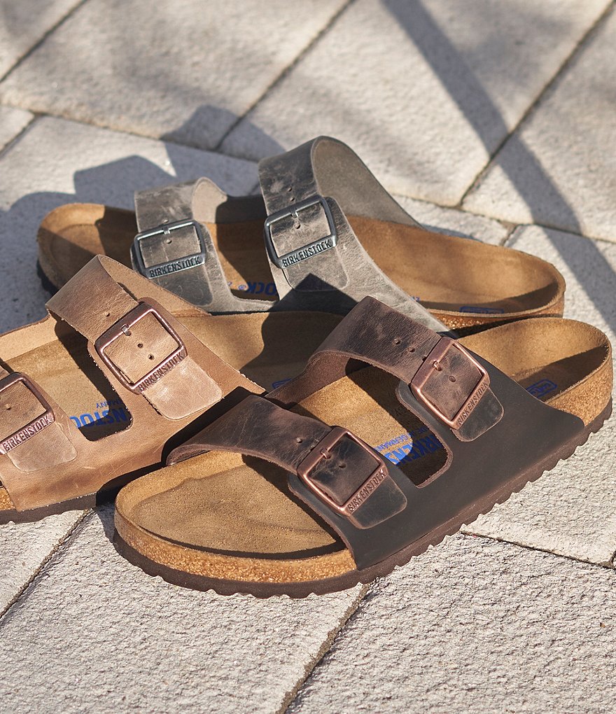 Birkenstock Arizona Men's Oiled Leather Soft Footbed Slip On Sandals