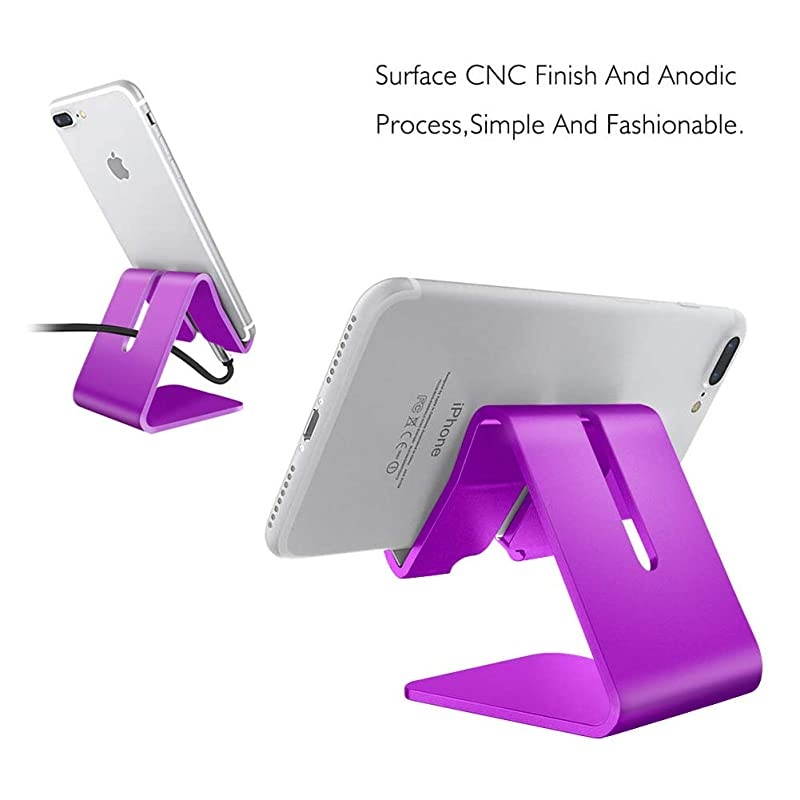 Cell Phone Stand Universal Portable Aluminum Desktop Charger Mount Holder Metal Tablets Dock Cradle for iPhone 11 X 8 7 6 Samsung Galaxy s10 9 All Smartphone Purple