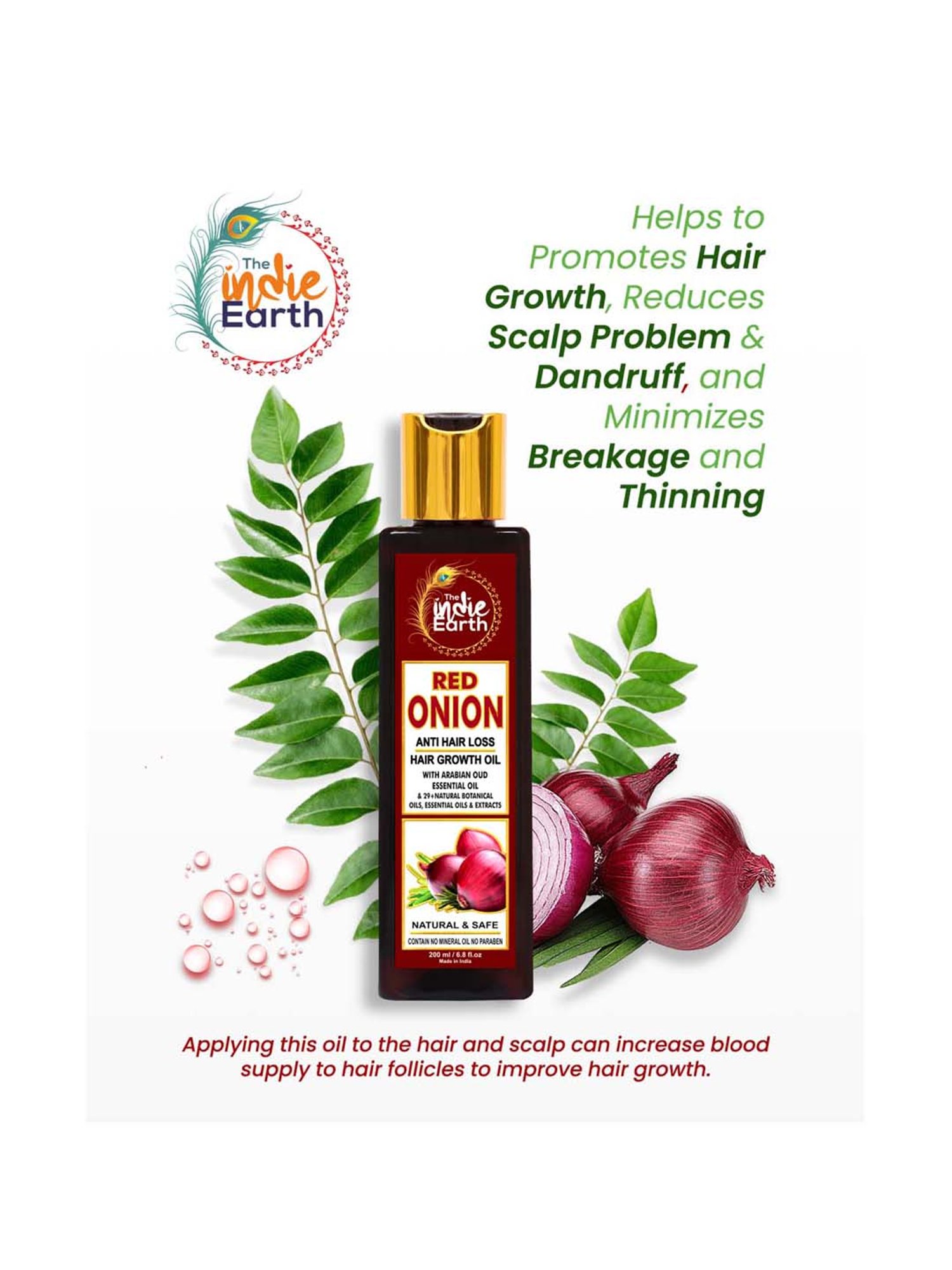 The Indie Earth Red Onion Anti Hair Loss & Hair Growth Combo Pack of 2 - 400 ml
