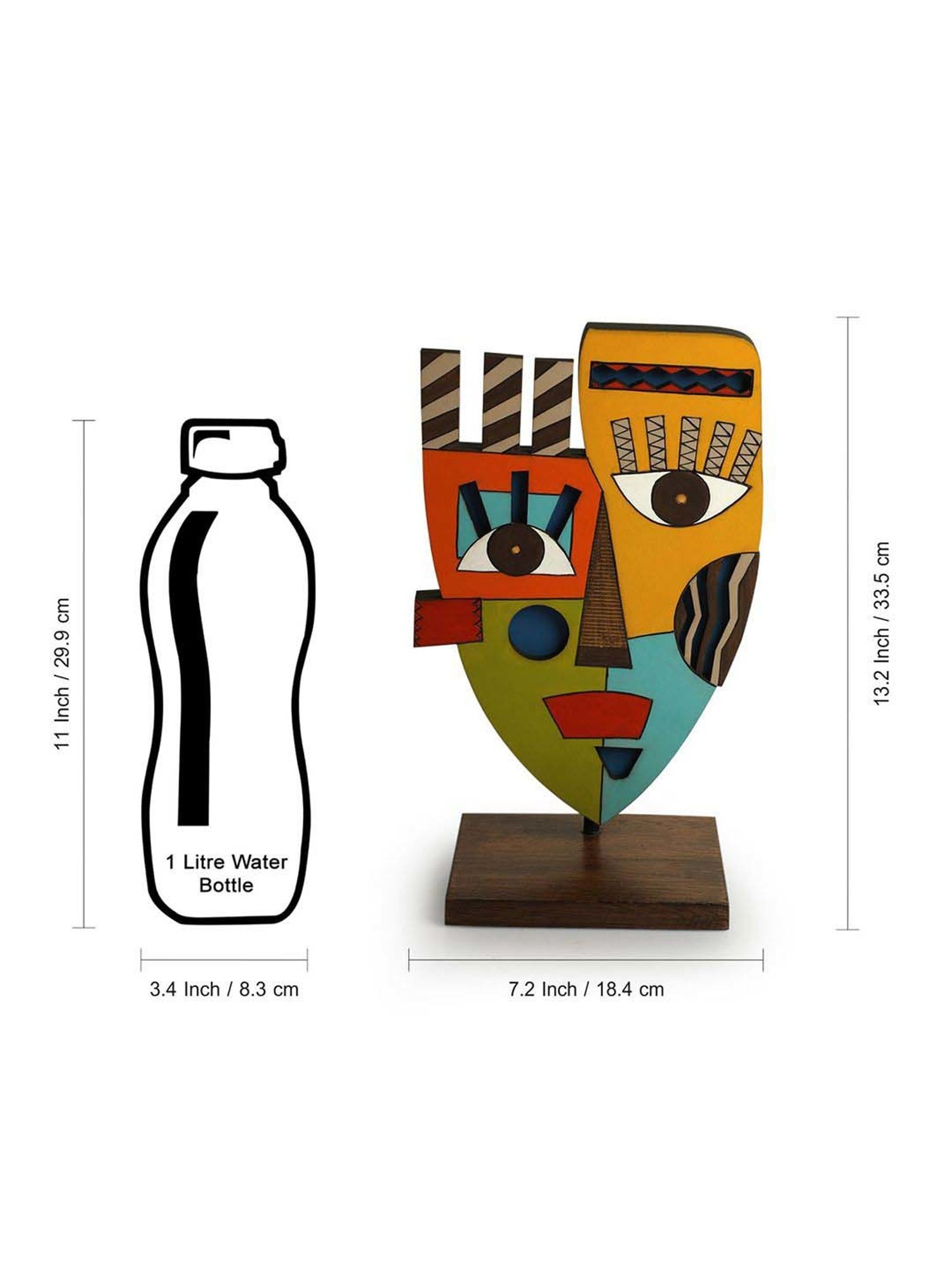 ExclusiveLane Multicolor Pinewood Tribal African Mask Decorative Sculpture