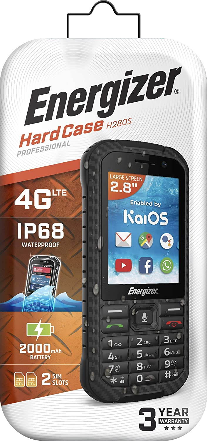 Energizer Hardcase H280S Dual-SIM 4GB ROM + 512MB RAM (GSM Only | No CDMA) Factory Unlocked 4G/LTE Cell Phone (Black) - International Version