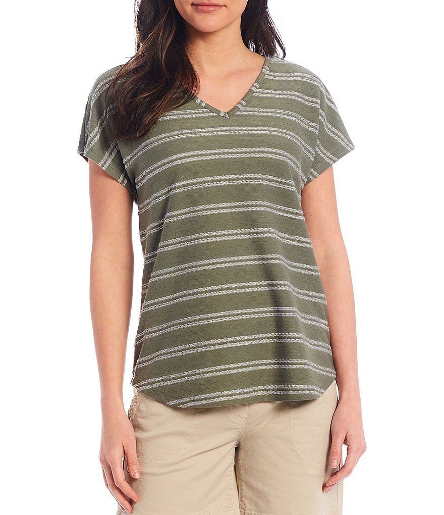 Westbound Short Sleeve Textured V-Neck Top