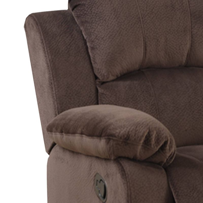 Rocker Recliner in Choco Suede Fabric Brown - Benzara