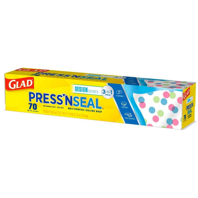 Glad Press'N Seal Plastic Food Wrap Roll + Designer Series Plastic Food Wrap - 70 sq ft