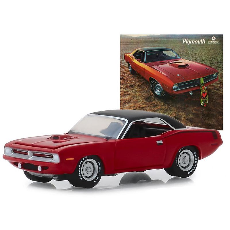 1970 Plymouth HEMI Barracuda Red with Black Top "Vintage Ad Cars" Series 1 1/64 Diecast Model Car by Greenlight