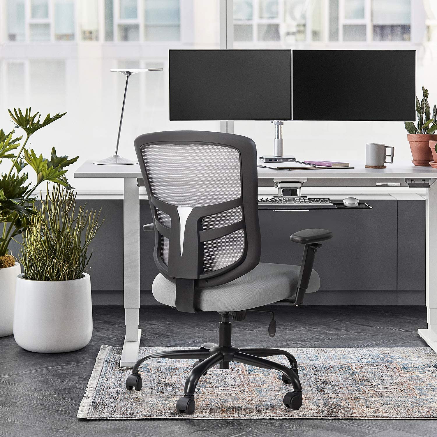 Devoko Big and Tall Office Chair 400 lbs Ergonomic Desk Chair with Adjustable Armrests High-Back Computer Chair with Lumbar Support Executive Swivel Conference Chair (Gray)