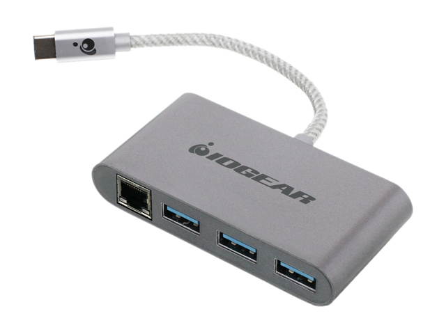 IOGEAR GUH3C34 HUB-C Gigalinq USB-C to USB-A Hub with Ethernet Adapter