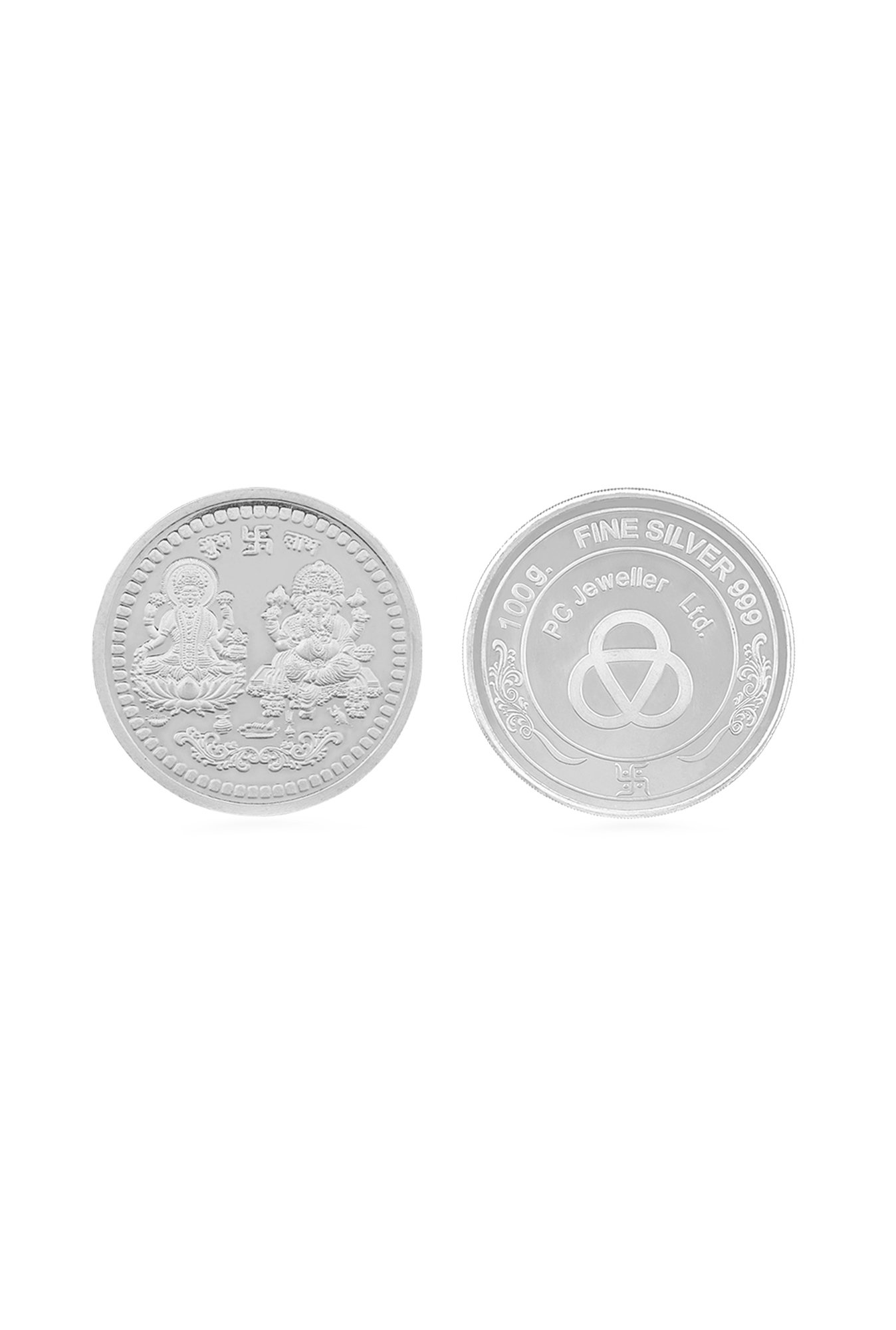 PC Jeweller Laxmi Ganesh 999 100gm Silver Coin