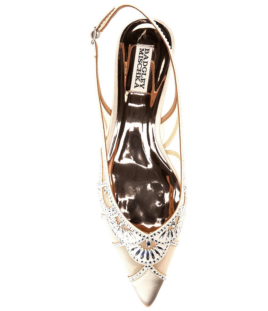 Badgley Mischka Hanna Satin Slingback Flats
