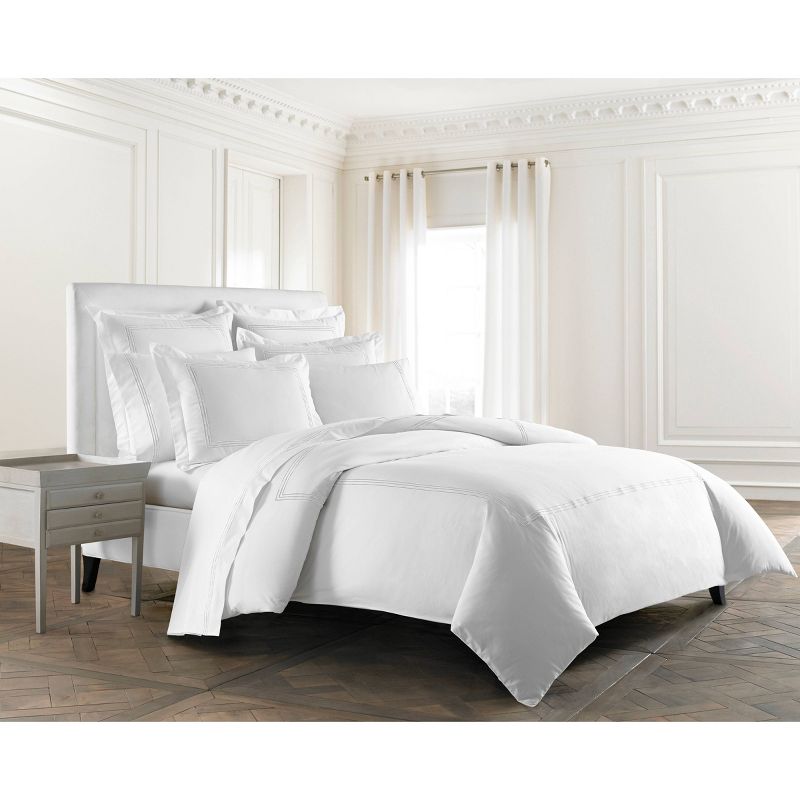 Full Triple Line Solid Fitted Sheet White - Cassadecor