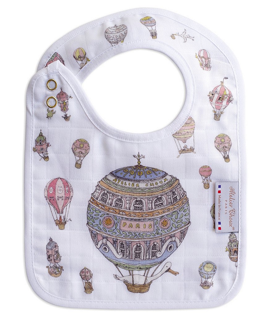 Atelier Choux Paris Organic Cotton Baby Hot Air Balloon Small Bib
