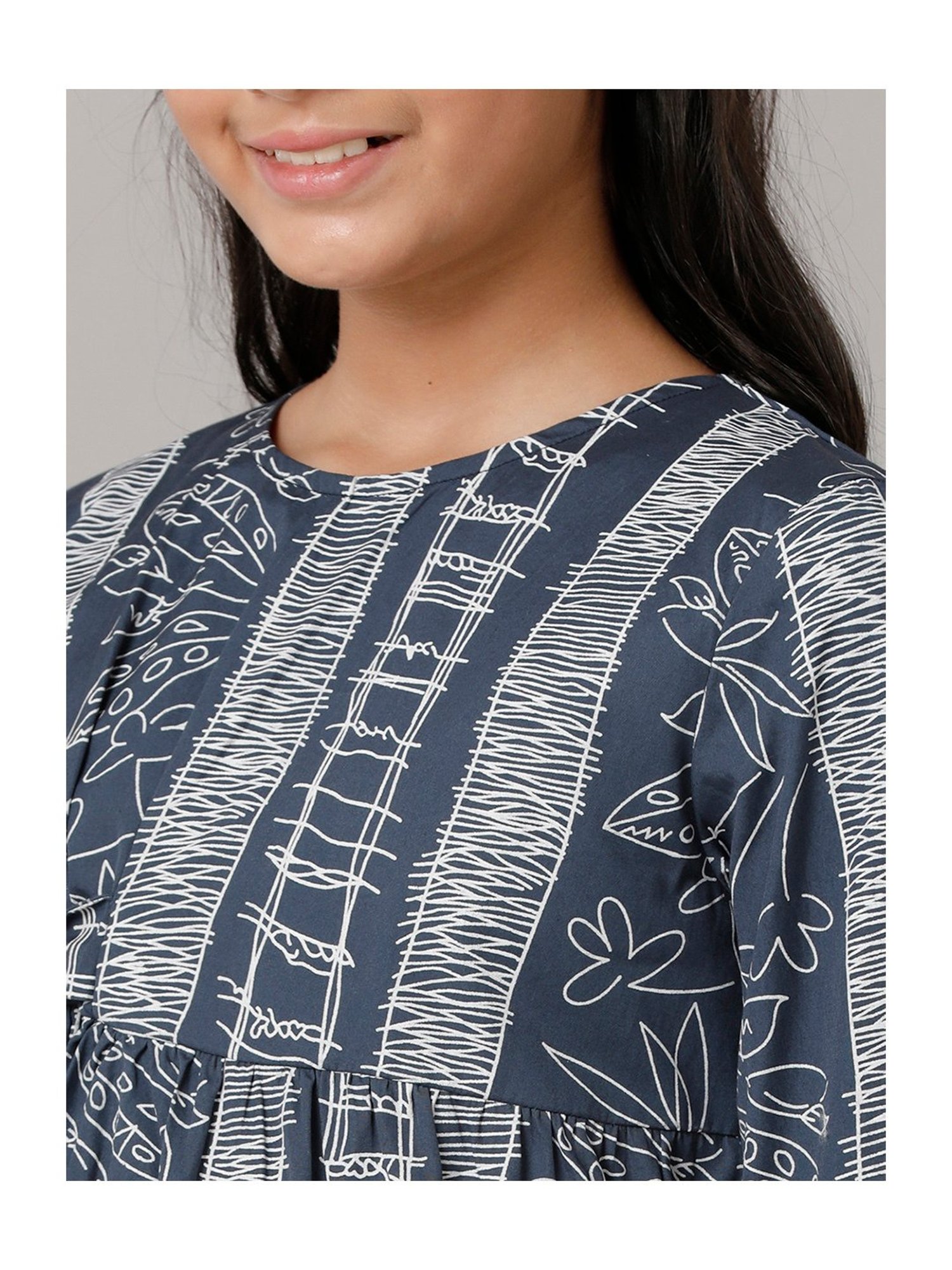 Under Fourteen Only Kids Blue Printed Full Sleeves Top