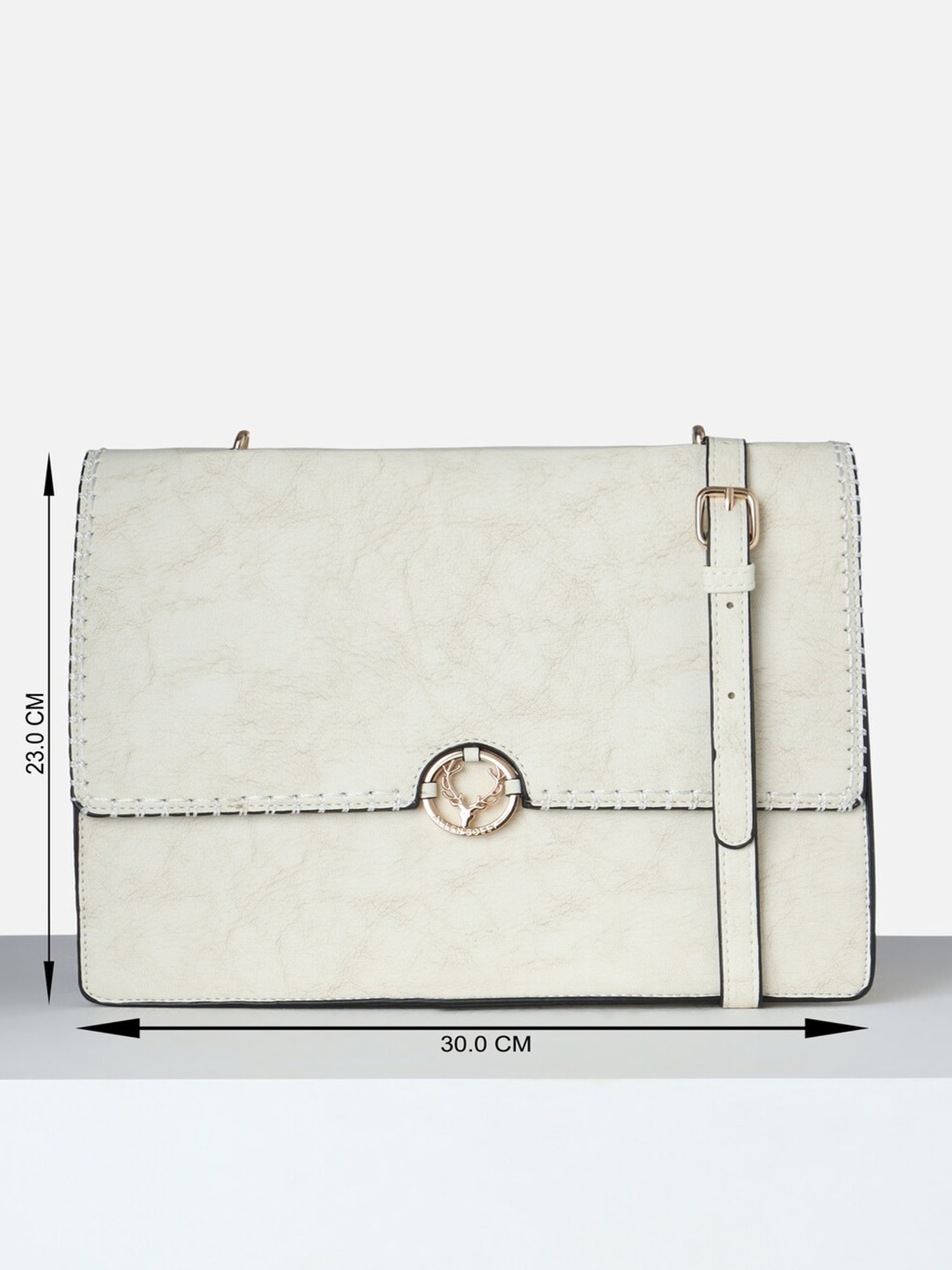 Allen Solly Cream Textured Medium Sling Handbag