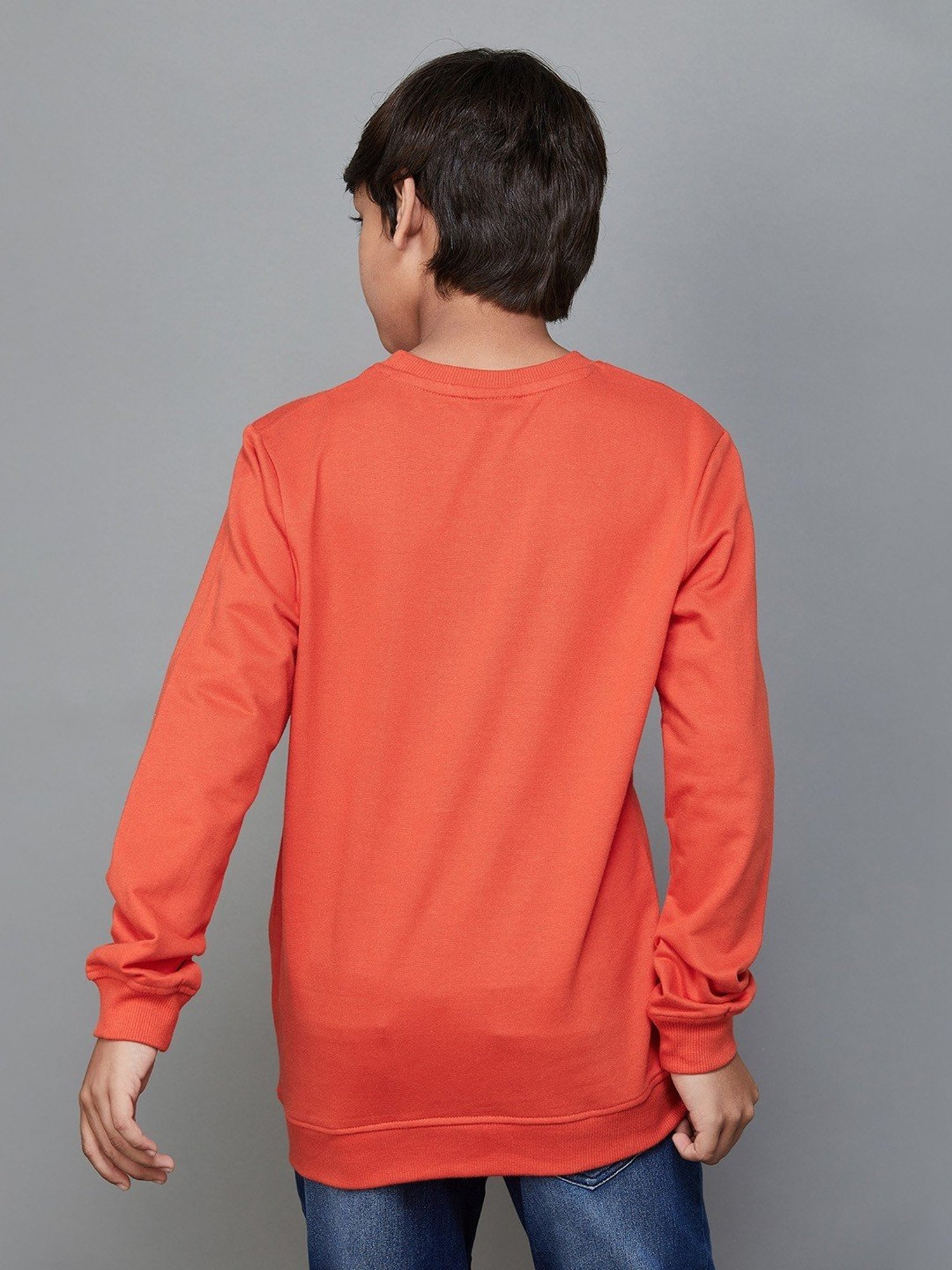 Fame Forever by Lifestyle Kids Orange Cotton Printed Full Sleeves Sweatshirt
