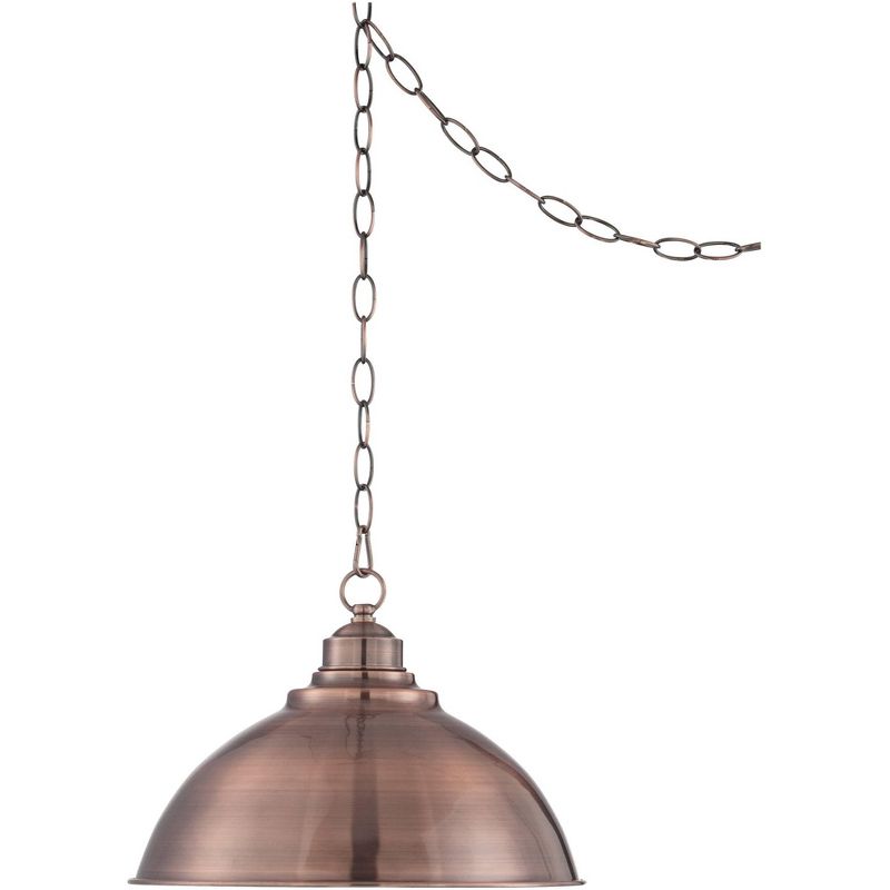 Franklin Iron Works Copper Dome Pendant Light 13 1/4" Wide Modern Industrial Rustic Fixture for Kitchen Island Dining Room