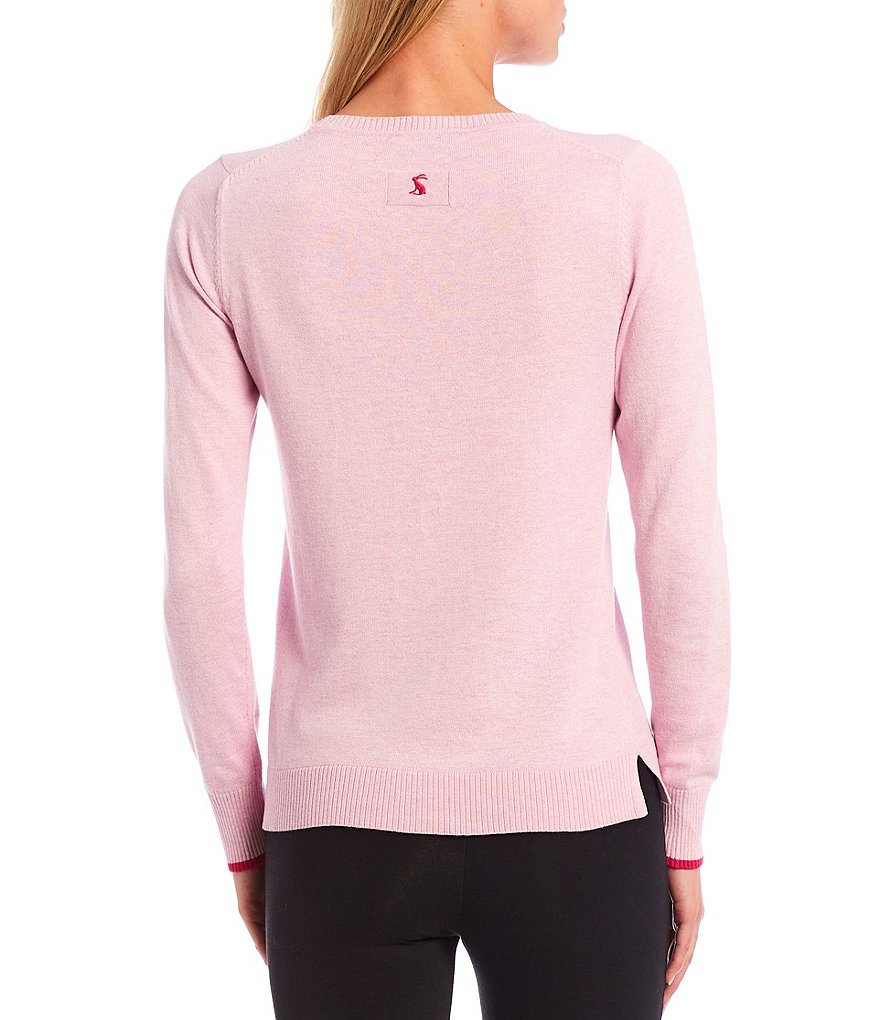 Joules Tina Long Sleeve Round Neck Side Slit Hem Embellished Sweater
