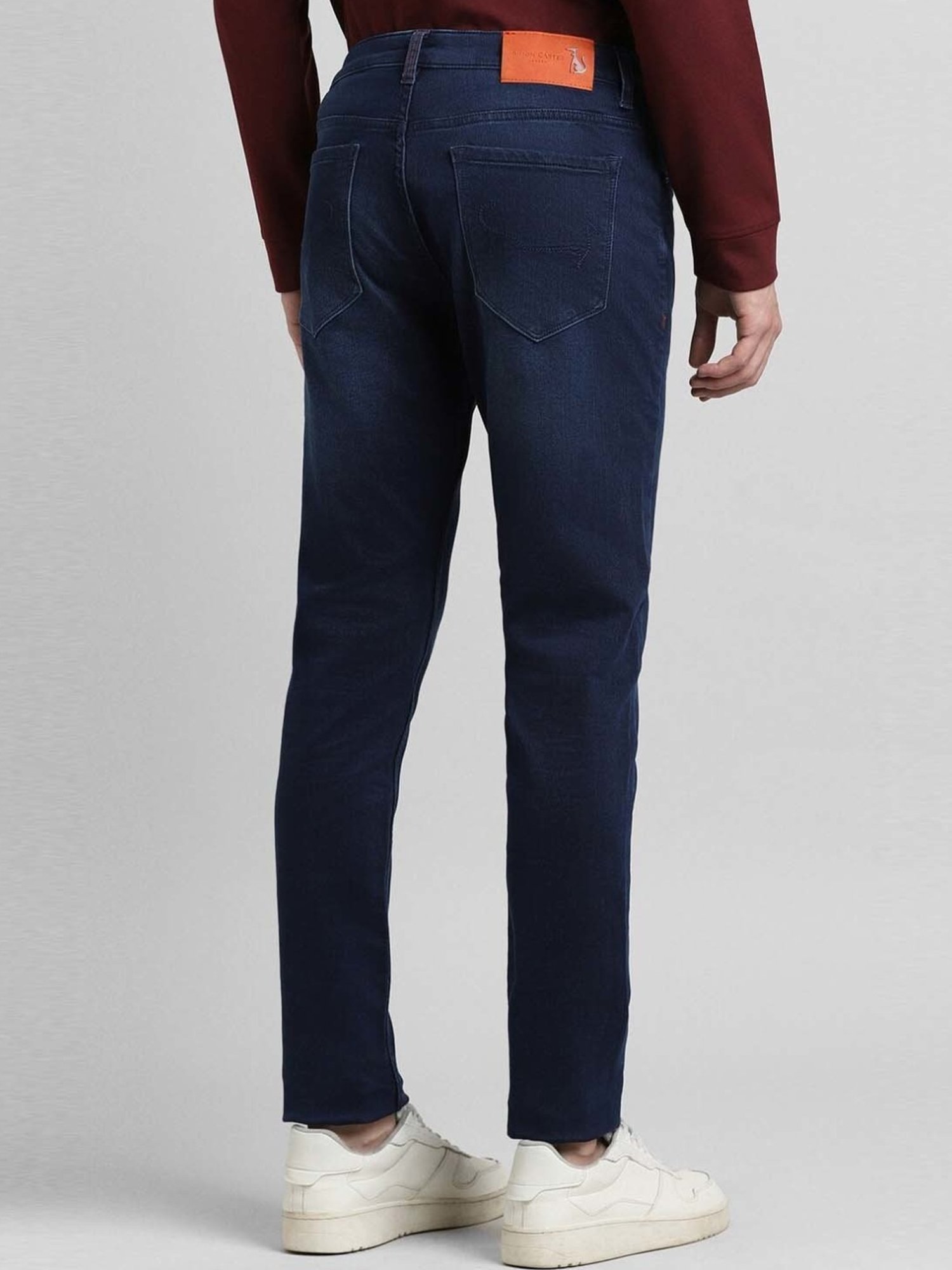 Simon Carter London Slim Fit Navy Lightly Washed Mid Rise Jeans