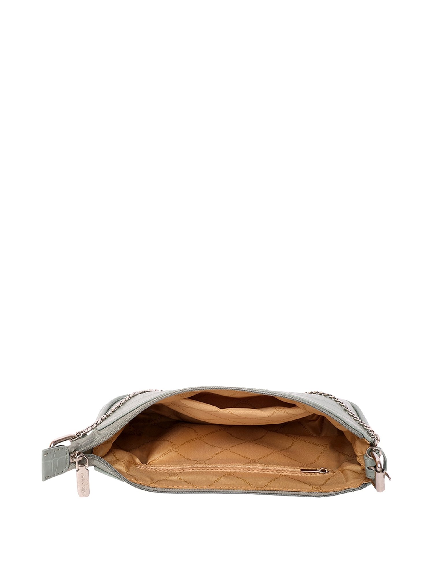 Lino Perros Green Textured Medium Shoulder Handbag