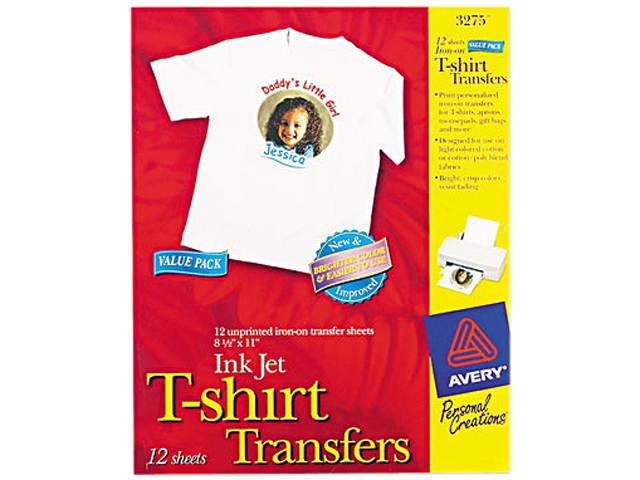 Avery Light T-Shirt Transfers, 8-1/2" x 11", 12 Transfers (3275)
