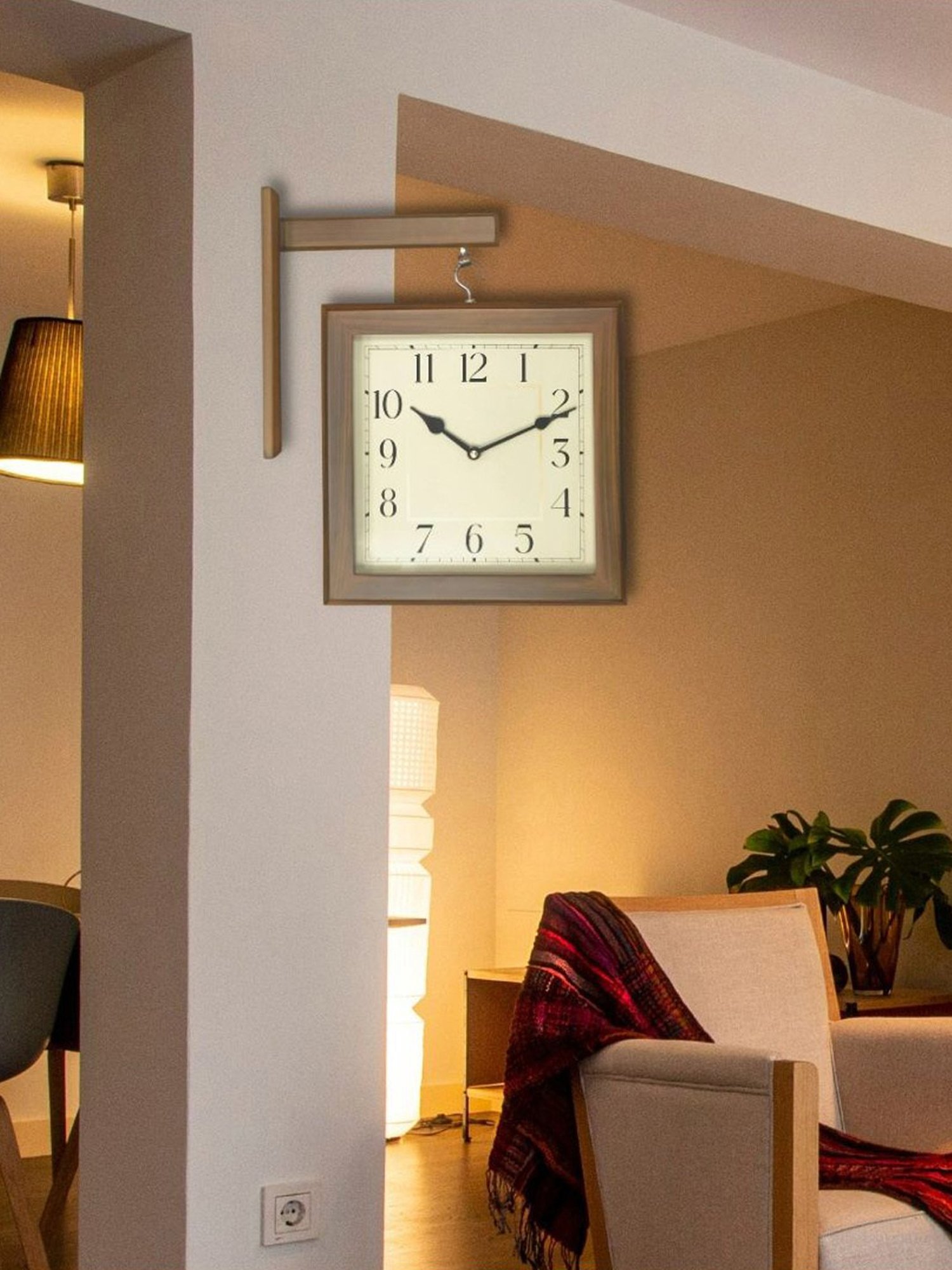 CHRONIKLE Square Brown Wood Wall Clock