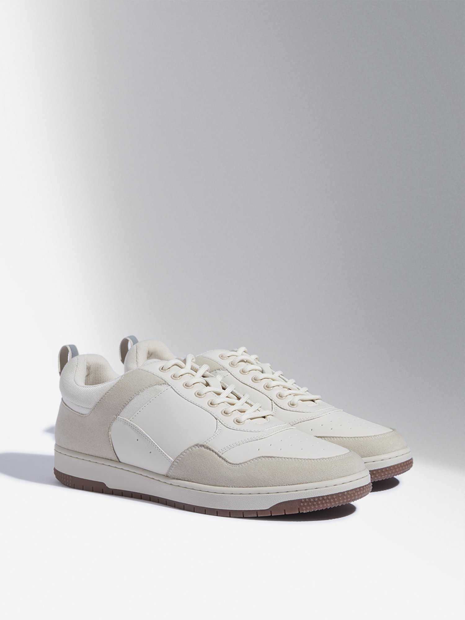 SOLEPLAY by Westside Beige Perforated Lace-Up Sneakers