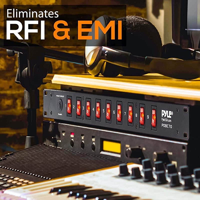 PDU Power Strip Surge Protector - 150 Joules,9 Outlet Strips Surge Protector z - Heavy-Duty Electric Extension Cord Strip - 1U Rack Mount Protection Power Outlet Strip - 9 Front Switch -  PDBC70