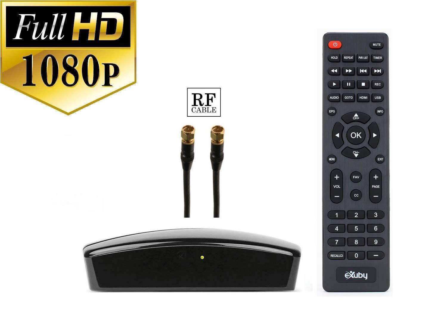 eXuby Digital TV Converter Box for TV View and Record HD Digital Channels for FREE (Instant or Scheduled Recording, 1080P HDTV, HDMI Output, 7 Day Program Guide) - Comes with RF and RCA cable