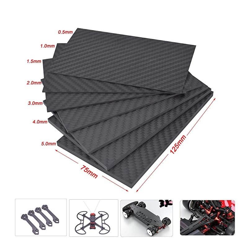 Carbon Fiber Plate Sheet 125mm X 75mm X 3MM Thickness Pure Carbon Fiber Board