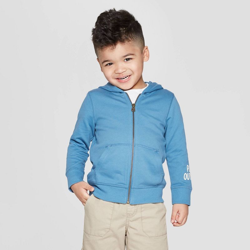 Toddler Boys' French Terry Zip-Up Hoodie - Cat & Jack™ Turquoise 12M