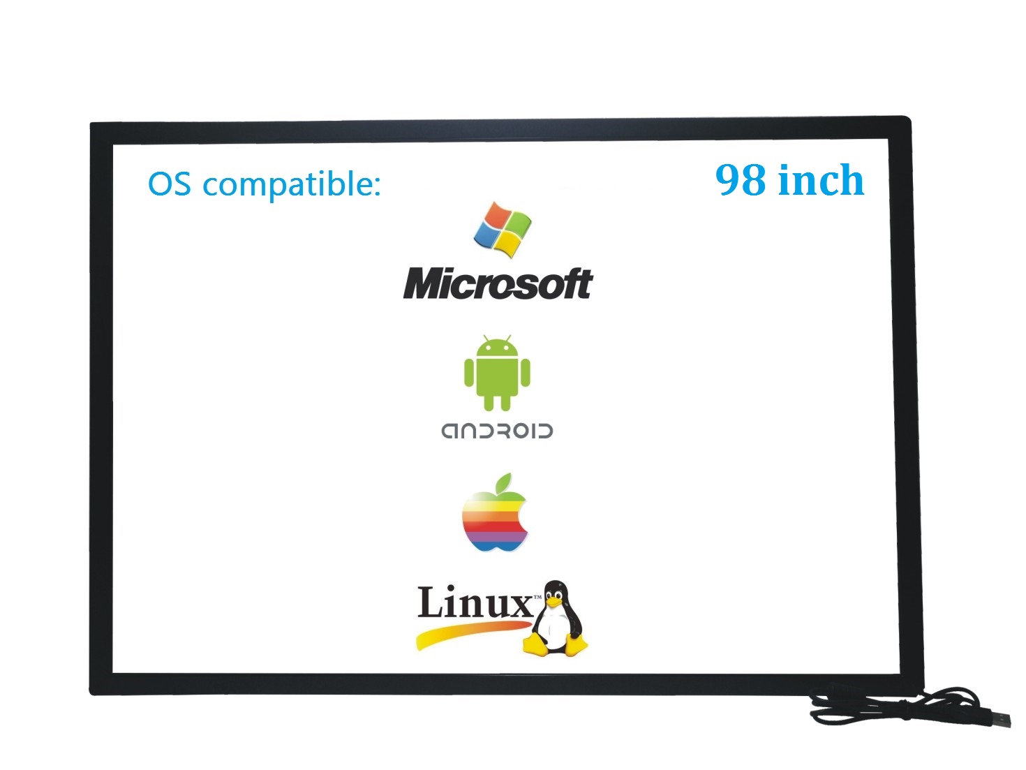 98 Inch 10 Points Infrared IR Multi Touch Screen Overlay Frame Panel USB Free Driver