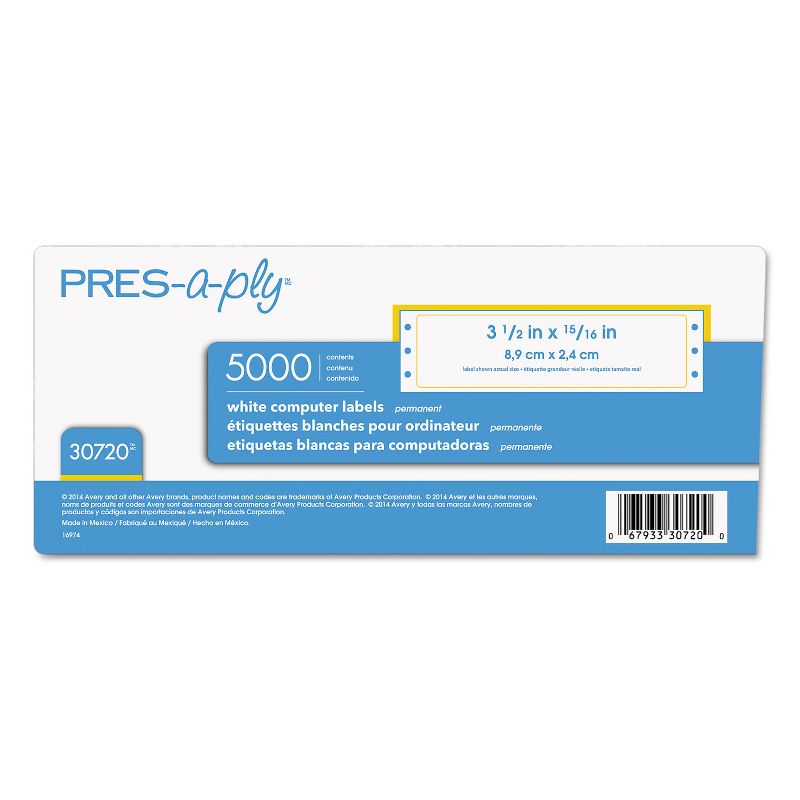 PRES-a-ply Dot Matrix Printer White Address Labels 15/16 x 3 1/2 White 5000/Box 30720