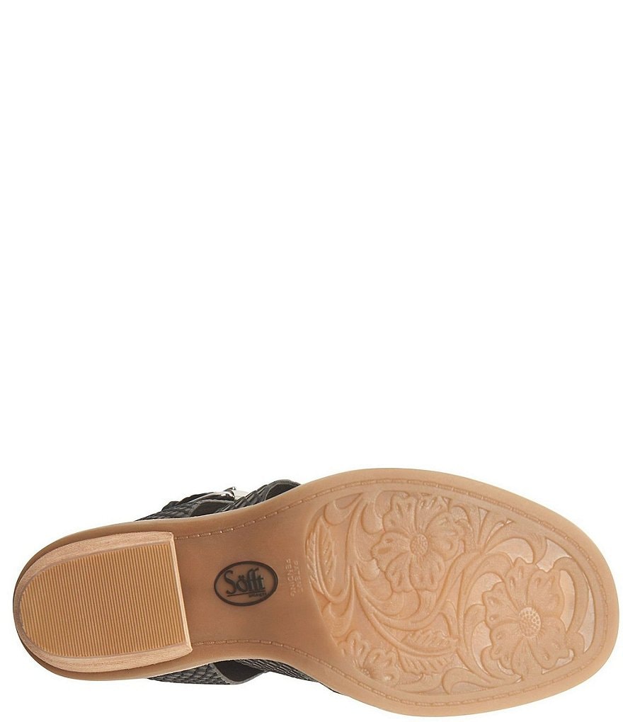 Sofft Pesha Snake Print Leather Block Heel Sandals