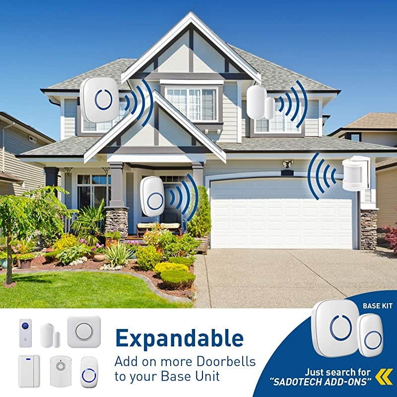 Extra Add-On Plugin Receiver for the Expandable Wireless Multi-Unit Long Range Doorbell Chime Alert System, Model LR, Scratch Resistant Matte Black