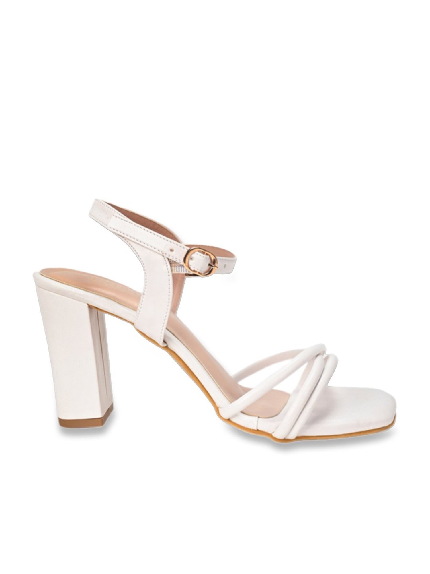 Scentra Women's White Ankle Strap Sandals