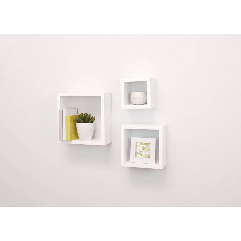 Set of 3 Cubbi Floating Wall Shelves White