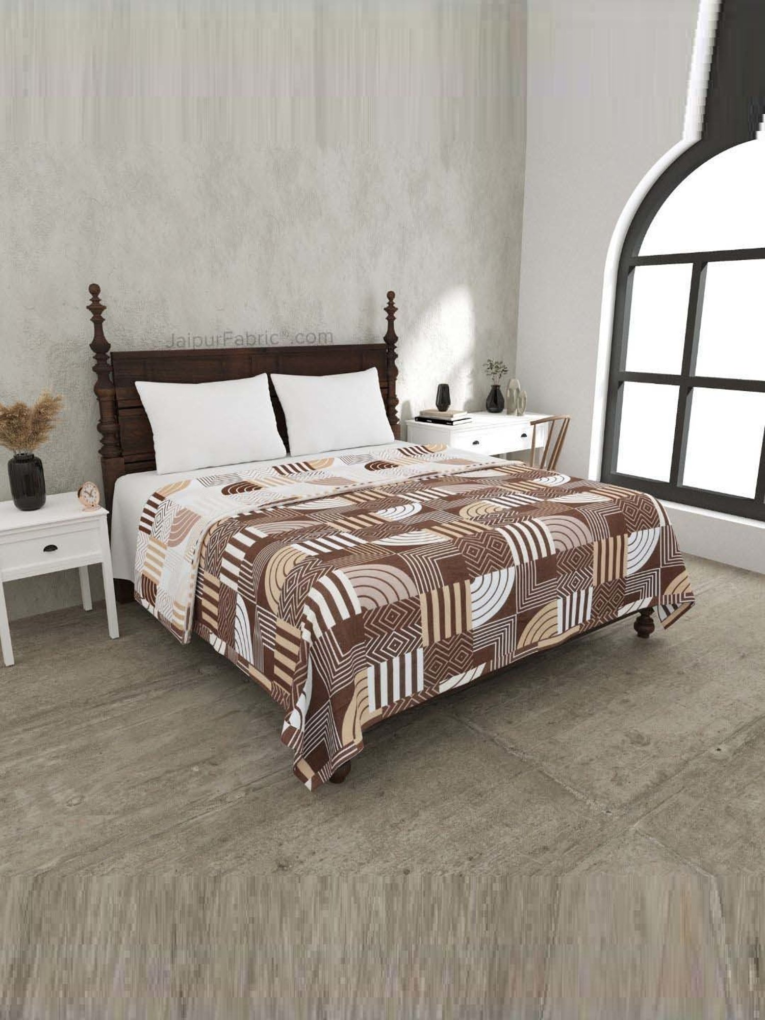 JaipurFabric Coffee Mulmul Cotton 150 GSM Reversible Ac Dohar
