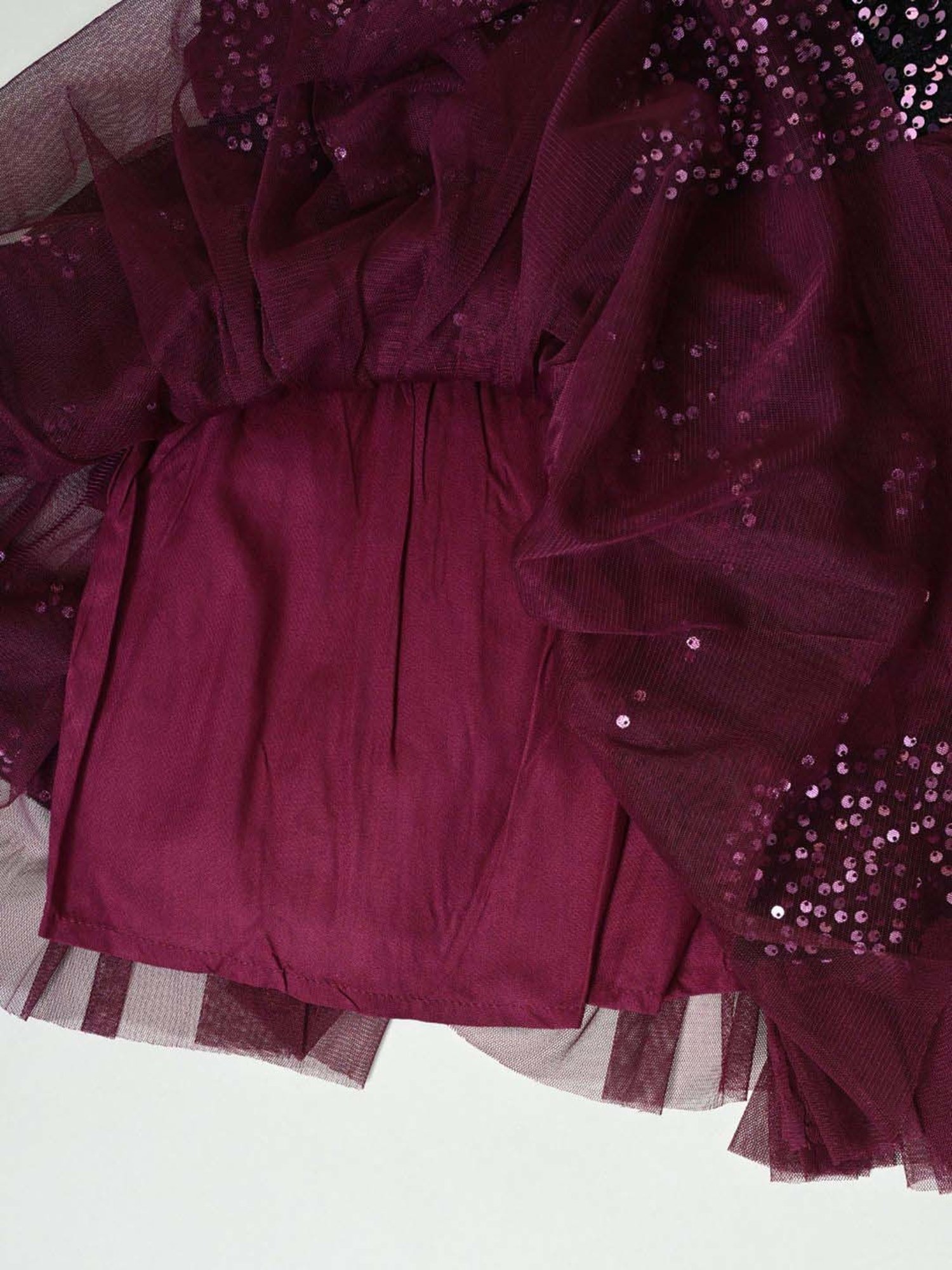 Bella Moda Kids Maroon Self Pattern Dress