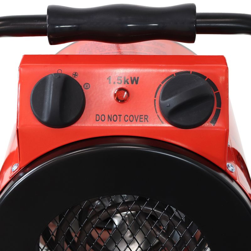 Sunnydaze Indoor Personal Portable Electric Home Space Heater with Carrying Handle - 1500 Watt - Red and Black