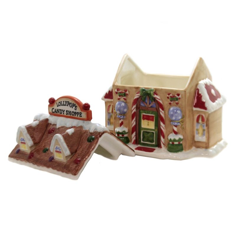 Tabletop 8.5" Santa's Village Candy Jar Christmas Gingerbread Cosmos Gifts Corp.  -  Food Storage Containers