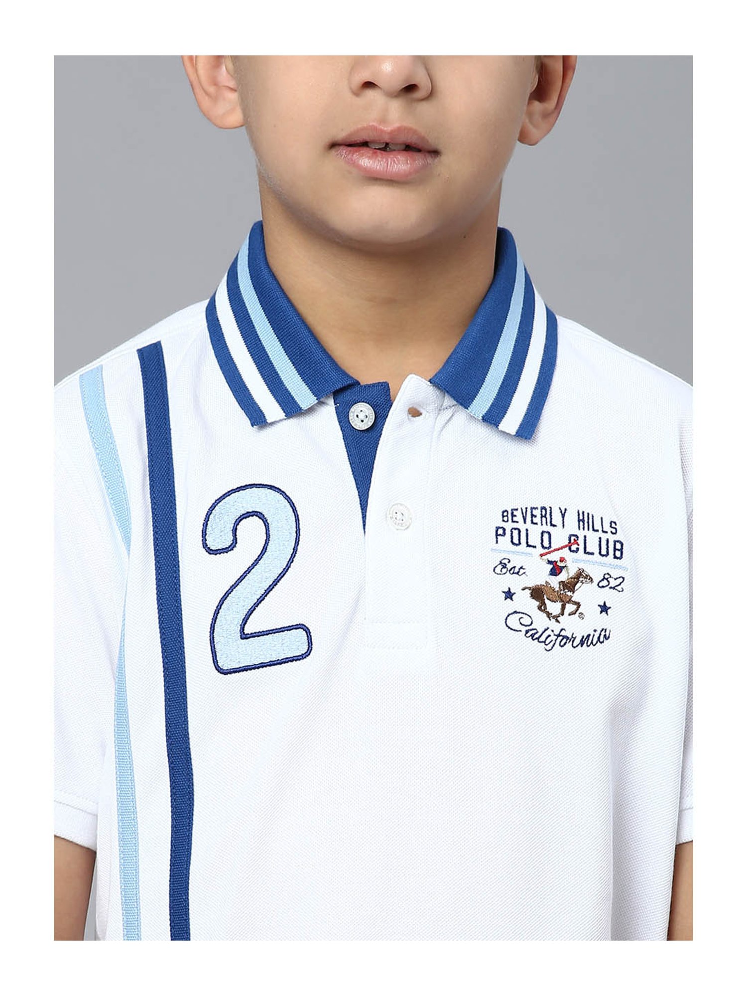 Beverly Hills Polo Club Kids White Printed Polo T-Shirt