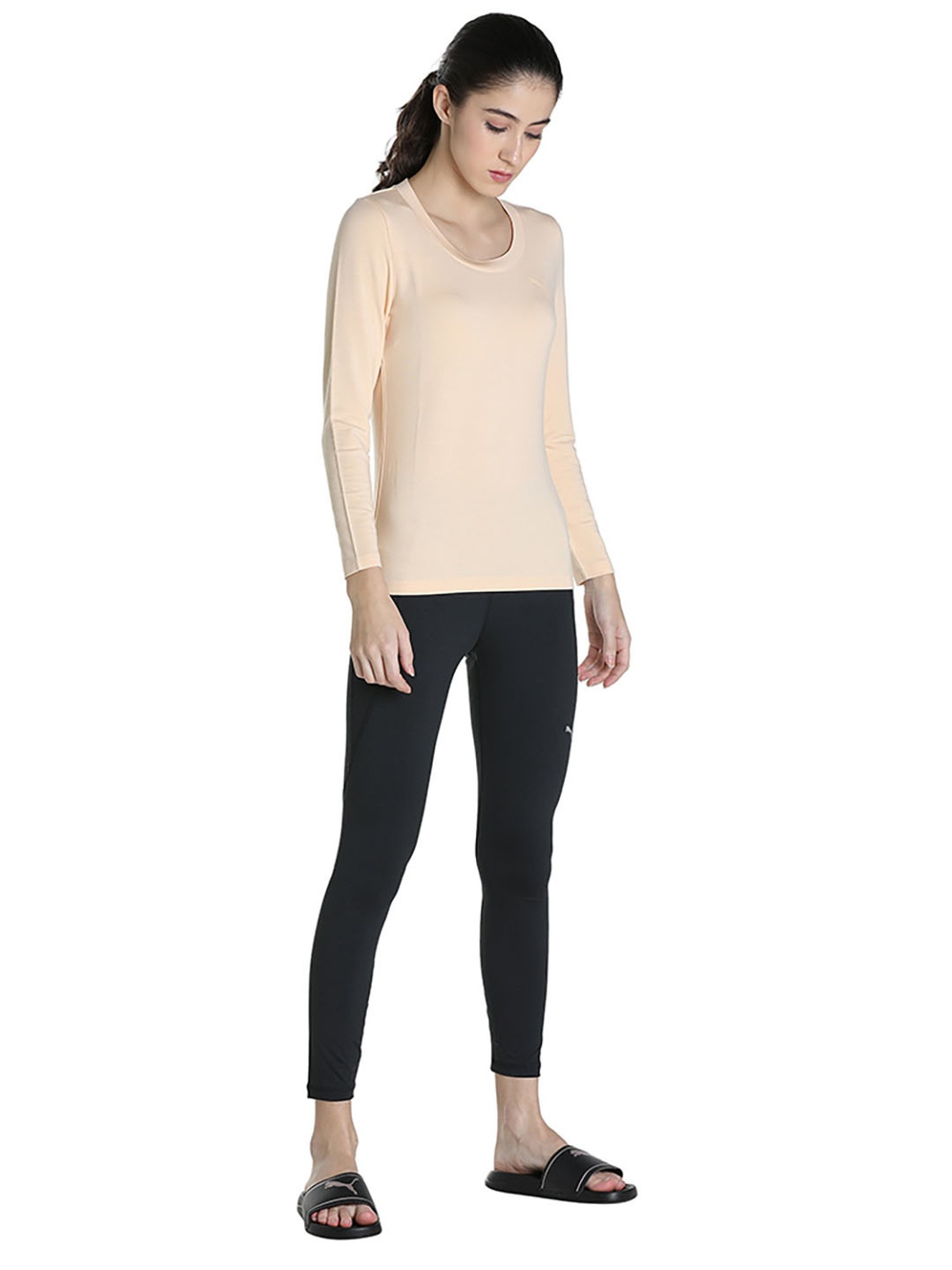 Puma Beige Logo Print Thermal Top