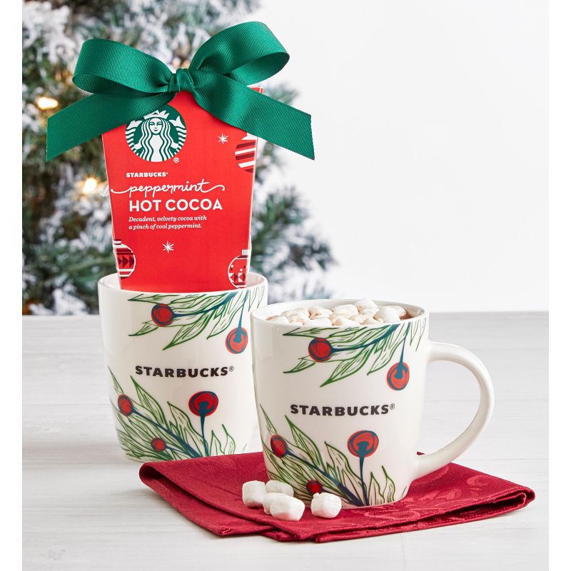 Starbucks Cup 'O Cheer Holiday Hot Chocolate Cocoa Gift Set, Includes Ceramic Mug and Peppermint Cocoa