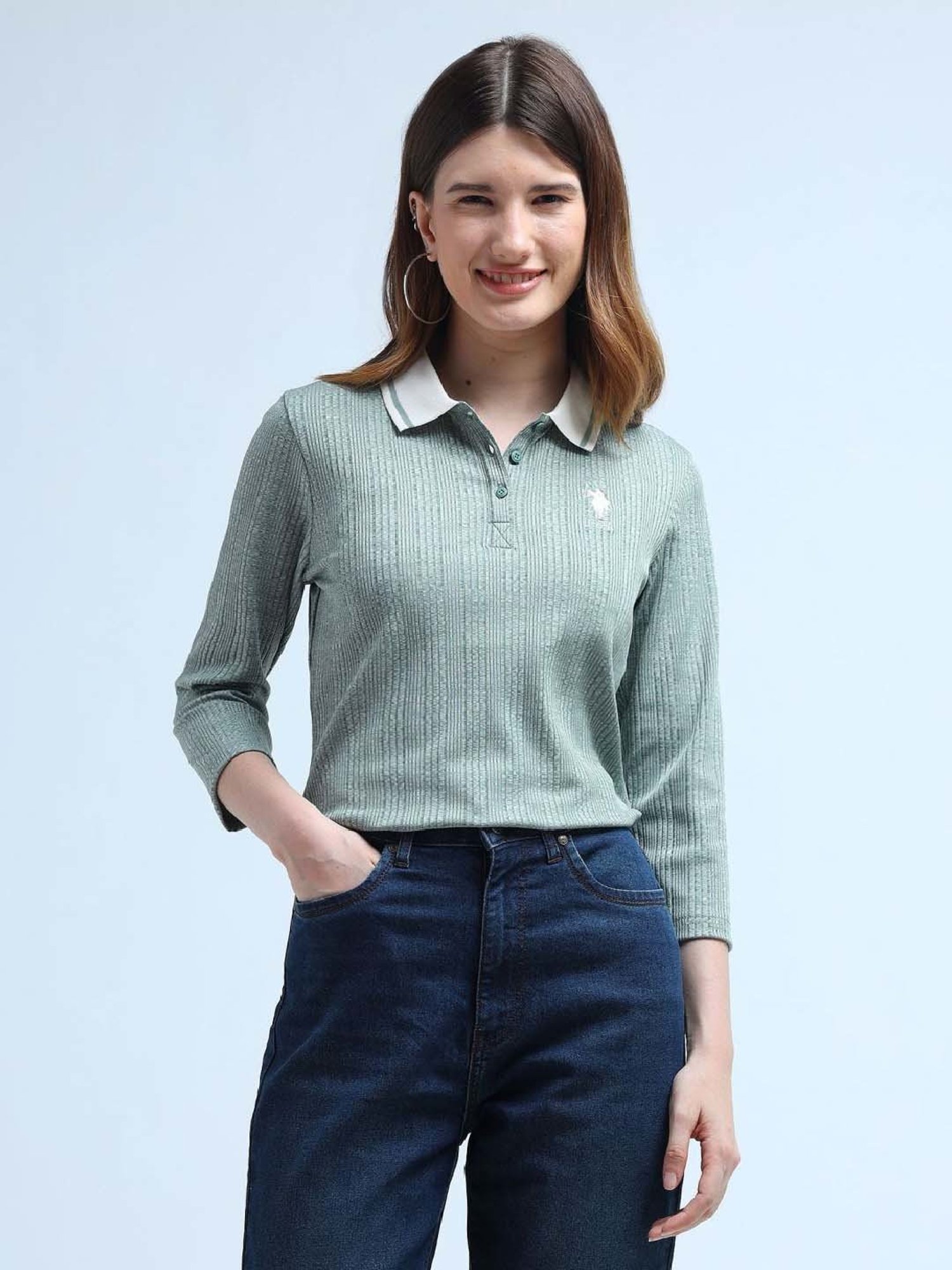 U.S. Polo Assn. Green Self Pattern T-Shirt