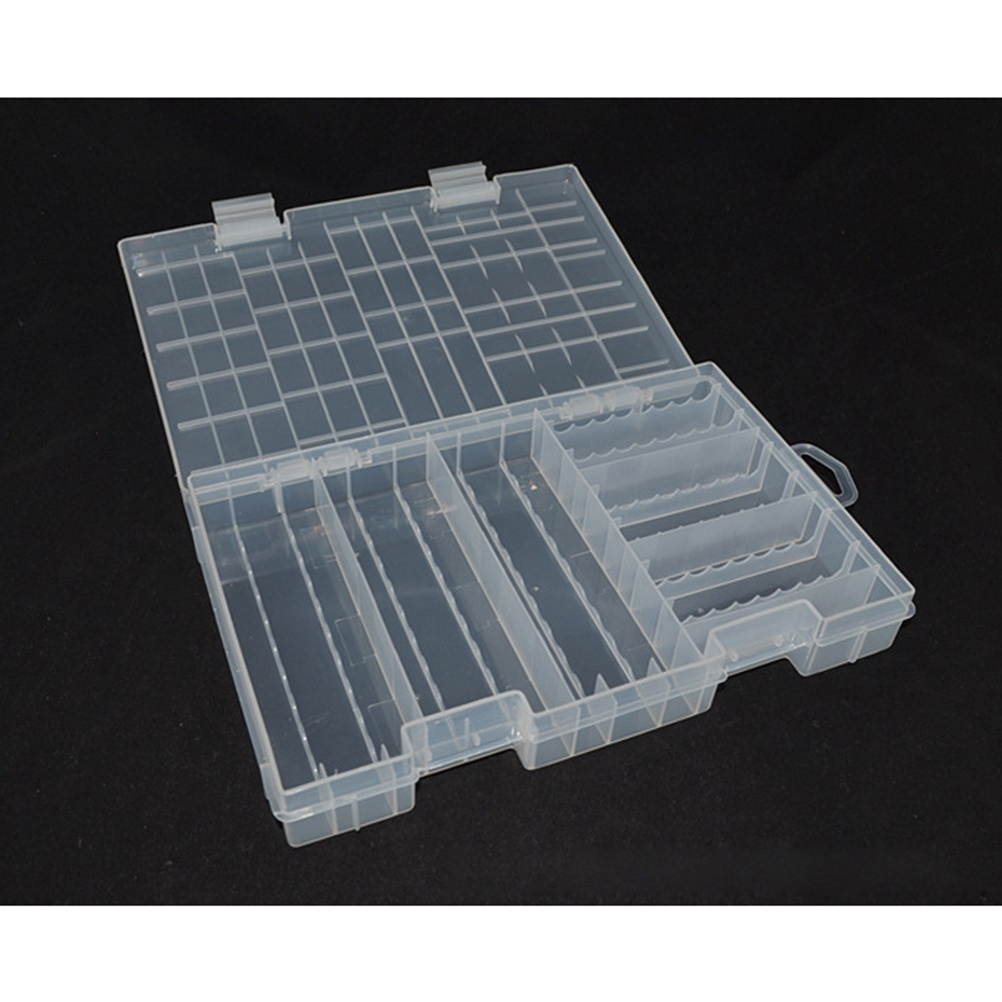 Transparent Portable Battery Organizer Storage Case Holder Double-layer Battery Storage Box Rack For 18650 26650 AA AAA Battery (Transparent)
