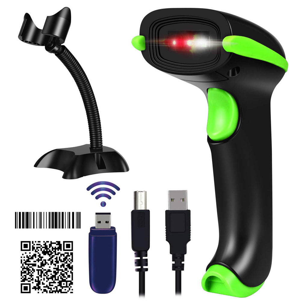 Werleo Wireless 2D Barcode Scanner 2 in 1 2.4GHz Wireless & USB 2.0 Wired 1D 2D Barcode Reader with Stand Datamatrix PDF417 QR Bar Code Scanner for Mobile Payment Computer Screen