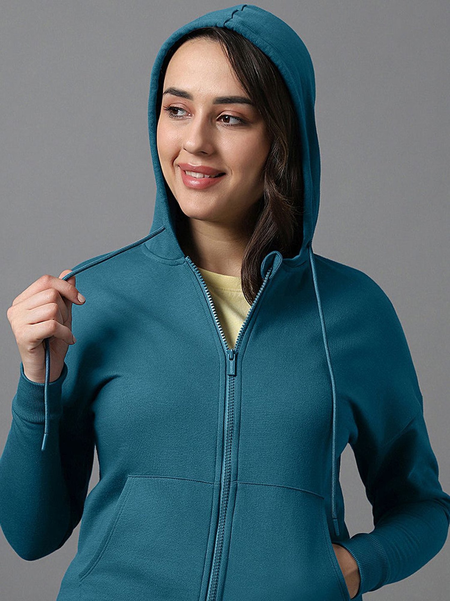 Amante Blue Cotton Sports Hoodie