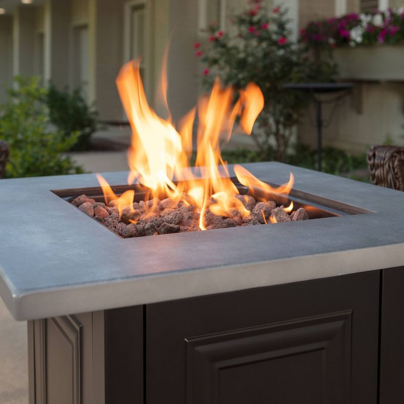 Wakefield Gas Outdoor Fire Pit with Concrete Resin Mantel - Fire Island