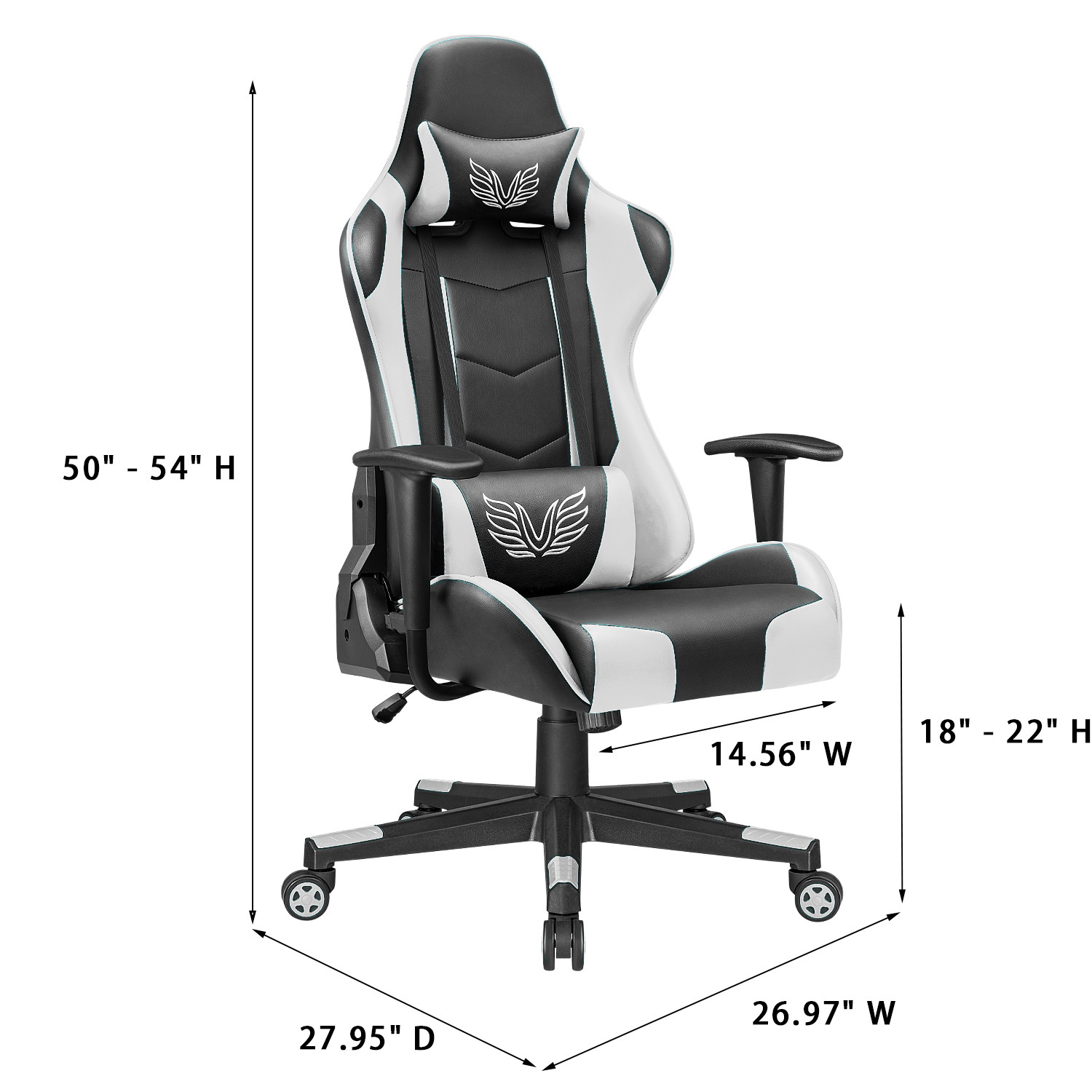 Homall Gaming Chair High Back Adjustable Height Racing Style Computer Chair with Headrest and Lumbar Support (Blue)