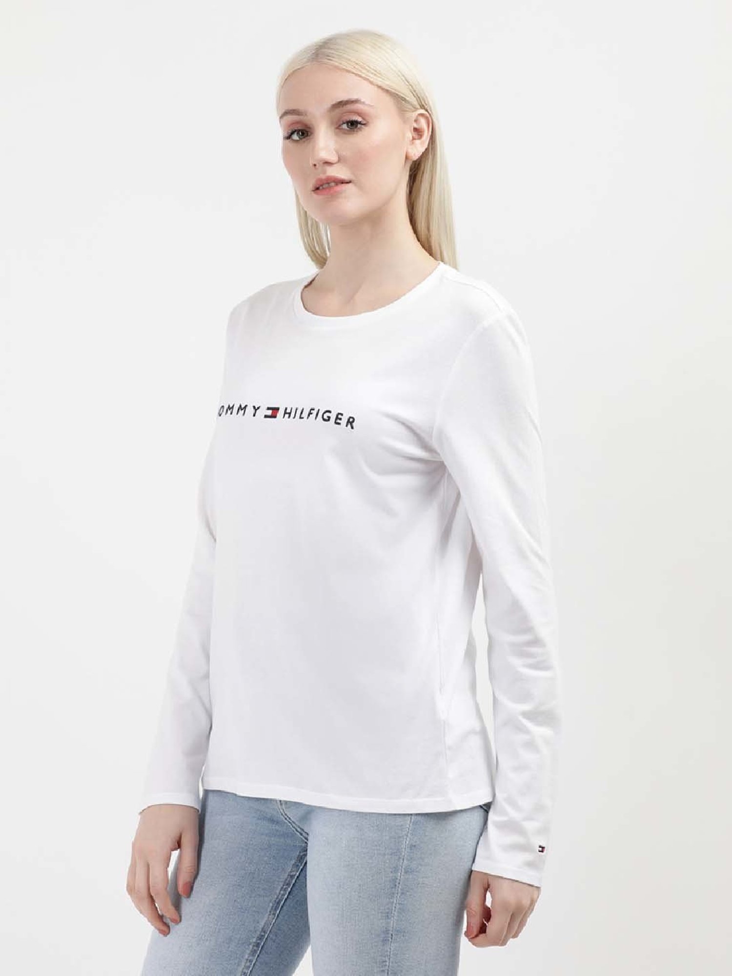TOMMY HILFIGER White Cotton Logo Print T-Shirt